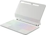 [Jarttarn] Magic Smart Bluetooth Keyboard Case Compatible with Samsung Galaxy Tab S9 FE 11 inch 2023 with Trackpad RGB Backlit Keyboard (White)