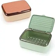 2Pcs Travel Soap Case, Leakproof Soap Container with Lid, Portable Bar Soap Holder for Traveling, Soap Dishe for Bathroom, Shower, Gym, School, Camping, Vacation, Outdoor,Travel Essentials(Pink+Green)