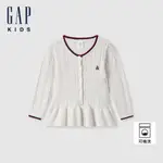 GAP 女幼童裝 純棉小熊刺繡圓領長袖針織衫-象牙白(643385)