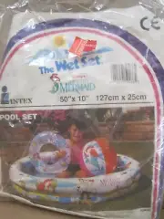 1999 Intex The Wet Set The Little Mermaid 50" x 10" Pool 20" Ball & 20" Ring