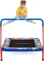 36” Square Toddler Trampoline, 150Kg Load Mini Kids Trampoline W/Foam Covered Ha