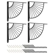 Decorative Shelf Brackets, 4pcs 200mm Industrial Metal Brackets , Black