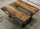 Square Clear Epoxy Resin Coffee Table Tops, Mid Century Modern Arts Garden Decor