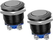 JUMPLAWN 2pcs Black Momentary Push Button to Install Screw-Type Terminals for Doorbell Circuit Control and Electromagnetic Starter Applications