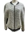 Gamorous Cashmere Blend Grey Boucle Winter Jacket Varsity Style Bomber SZ L NEW