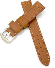 [g24] 20mm 22mm 24mm Genuine Leather Black Dark Brown Tan Silver Buckle Clasp Watch Band Strap for Men and Women-W1