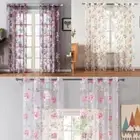 Polyester Window Curtains Sheer Tulle Peony Voile Curtain Bedroom