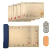 Covrick 14-Piece Rustic Table Runner Placemat & Coaster Set, Cotton Embroidered
