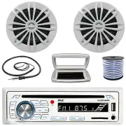 Pyle PLCDBT65 1-DIN Marine CD Receiver W/White Cover, 2x 6.5" 180W Max Speakers