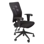 New Rapidline Office Chair Square High Back Seating Adjustable Arms Black AM100