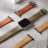 在飛比找momo購物網優惠-【W.wear】Apple watch - 質感黑釦車縫瘋馬