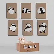 AUSCAT Cardboard Cat Wall Scratcher, 7 cat Scratching Boards with Box, Wall Mounted Cat Scratching Pads for Indoor Cats, Furniture Protector, 14.5" x 9.3", Panda Pattern