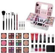 Full Makeup Kit, Makeup Brush Lipstick Full Kit Bundle, Waterproof Professional Makeup Kit, Makeup Case Set for Casual Events & Parties, Complete Makeup Set for and Everyday Use