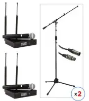 Shure QLXD4 Dual Digital Wireless Systems with SM58 Microphones, Stands, and
