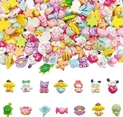 JINDUODUO 60 Pcs Flatback Mini Resin Slime Charms Bulk for Nail Art Crafts, Flat Back 3D Mixed for DIY Scrapbooking Crafting (Multicolored)