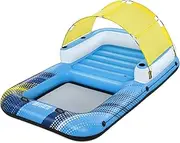 [Bestway] Hydro Force Summer Oasis 4-Person Inflatable Island (10' x 6'1" x 23") | Pool Float Raft Features Mesh Areas, Removable Sunshade, Backrest and Cup Holders