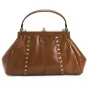 PATRICIA NASH NEMOLI FRAME TAN LEATHER PURSE SATCHEL HERITAGE COLLECTION P78201