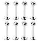 8 Pc CZ Gem Surgical Steel Helix Tragus Lip Piercing Lip Labret Stud Ring 14g