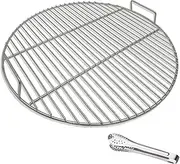 Huanniu - Round 304 Stainless Steel Cooking grates with Barbecue Tongs, 45 cm Diameter, Suitable for Weber 47 cm Kettle Grill, Charcoal Grill, Portable Barbecue Accessories