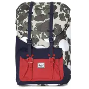 Herschel Little America Retreat 15 inch Laptop Backpack Green Camo Leather New!