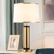 Mengjay Table Lamp Modern Metal, Bedroom Bedside Lamp, White or Black ShadeTable Lamp，It is Very Suitable as a Reading lamp in The Bedroom, Living Room and Study (White)