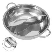 NNEOBA 30CM Stainless Steel Twin Divided Hot Pot Double-Flavor Cookware Silver