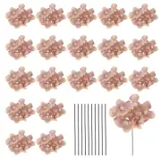 20 Sets Artificial Hydrangea Flower Heads with Stems for Bouquet,Dark Orange
