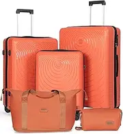 [CONCEPTEN] Luggage Sets,Suitcases with Wheels, Hardshell Suitcase Set, PP Carry on Luggage Set with TSA Lock, Travel Luggage, Tangerine, PP-3Pcs(20in/24in/28in)