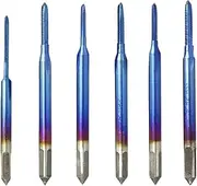 M1-M1.8 Blue Coated Metric Thread Tap Straight Flute Machine Tap HSS 6542 Screw Tap Drill Bit(6pcs M1-M1.8 Set)