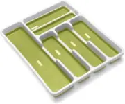 Addis Premium Anti-Slip Soft Base Drawer Cutlery Organiser Tray, 6 Compartment,