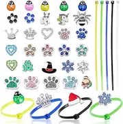 60 Colorful Chicken Charms Poultry Leg Bands Adjustable Chicken Identification Bands Plastic Cable Tie with 30 Poultry Charms Accessories for Bird Duck Parrot Geese Turkey