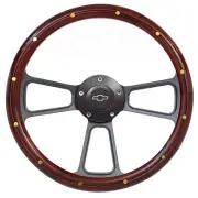 1970 & up Chevrolet Monte Carlo Wood & Black Billet Steering Wheel & Adapter (for: Chevrolet)