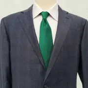 LBM Luigi Bianchi Mantova Gray Blue & Black Flannel Plaid Check 2 Btn Suit 46 44