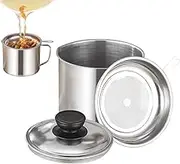 Grease Container | Kitchen Cooking Oil Filter With Lid Large Capacity | Home Kitchen Grease Storage Can For -Camping, Picnic, Restaurant, Cafe
