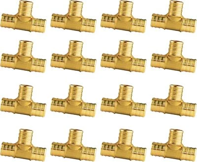 WiseWater 16pcs 1/2’’ Tee Brass Barb PEX Pipe Fittings for PEX Pipe Plumbing