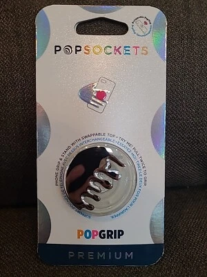 PopSockets Swappable PopGrip Expanding Stand and Grip - Chrome Drip Silver