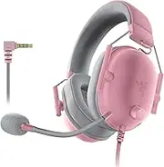 Razer BlackShark V2 X PlayStation Gaming Headset: 50mm Drivers - Cardioid Mic - Lightweight - Comfortable Noise Isolating Earcups - for PS5, Xbox Series X, PC, Switch via 3.5 mm Jack - Quartz Pink