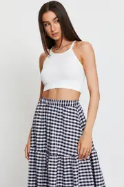 White Rib Top Seamless Crop - Size S, Women's Singlet