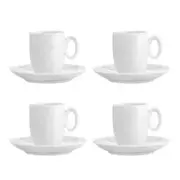 Vista Alegre Broadway White Coffee Cup and Saucer, Set of 4