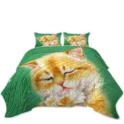 Cute Tempting Ginger Cat Drawing Coverlet