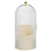 360 Rotating Cosmetic Makeup Brush Holder Organizer with Clear Lid, Cream