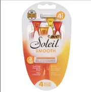 (2 PACK)BIC Soleil Smooth Women's Disposable Razors Silky Moisture 4 Razors