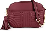 [EVVE] Quilted Crossbody Bags for Women - Stylish Camera Bag with Tassel - Lightweight Medium Size Shoulder Purse