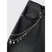 Mens Silver Multi Charm Jean Chain