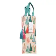 NEW Reusable Christmas Trees Wine Bag with Handles & Tassels
