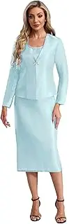 [Yhong] Women's Elegant 3 Piece Dress Church Suits with Blazer Jacket Vest and Skirt Night Gown for Wedding Party