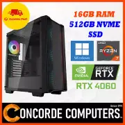 AMD Ryzen 7 5700X 8 Core 16GB RAM 512GB SSD RTX 4060 GAMING Desktop PC Computer