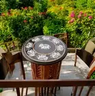 24" Black Marble Mop Stone Elephat Art Coffee Table Top Console Bar Desk Home