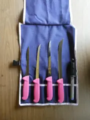Victory Knives VICFIS2_Pink - Knife Roll For Offshore/Large Fish (Pink Progrip Handles)