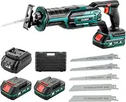 [Stanew] Battery Reciprocating Saw 20 V 2.0 A, Cordless Reciprocating Saw with 2 x 2.0 Ah Batteries, 3 Saw Blades for Wood, 2 Saw Blades for Metal, Cutting Wood, Plastic